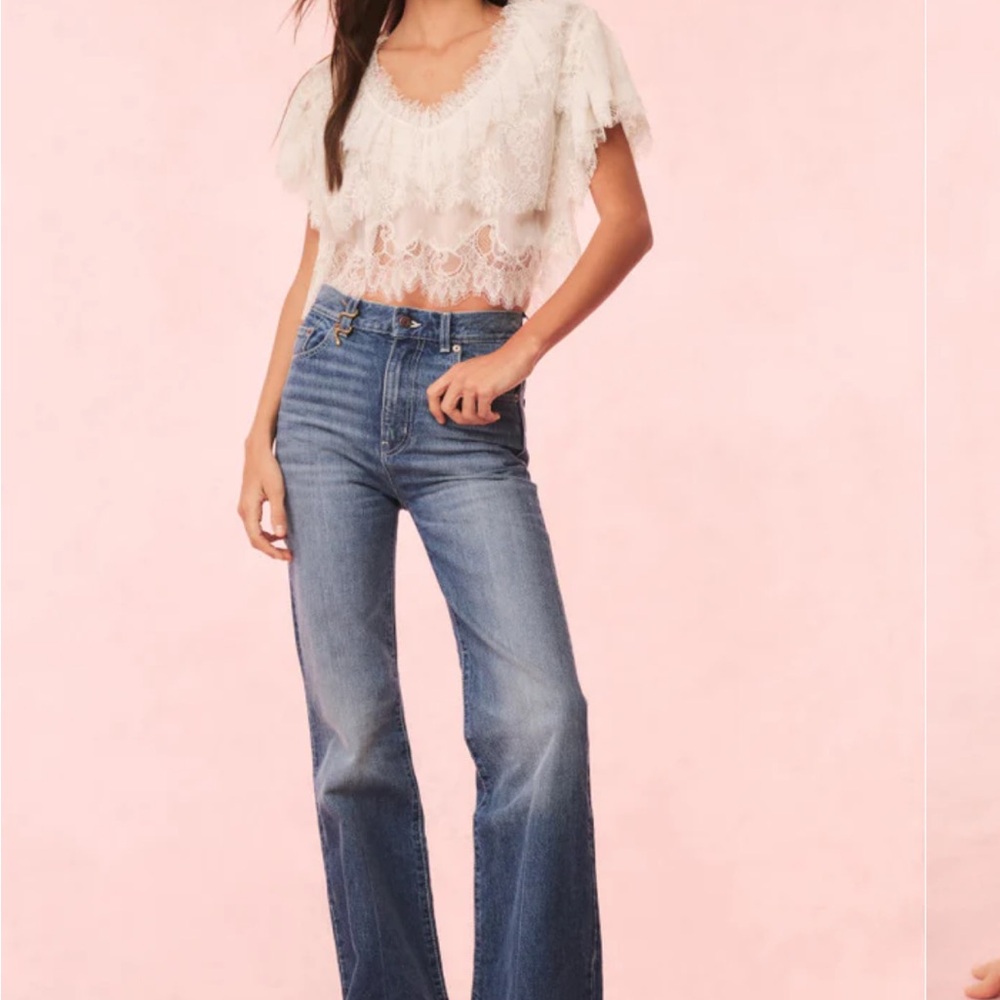 Love shack fancy lace silky top S